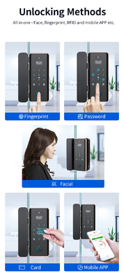 Glomarket Wifi Tuya App Control remoto Smart Impresión digital Puerta de cristal Bloqueo de tarjeta Contraseña Desbloqueo facial Para empujar Puerta corredera