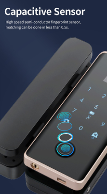 Glomarket Wifi Tuya App Control remoto Smart Impresión digital Puerta de cristal Bloqueo de tarjeta Contraseña Desbloqueo facial Para empujar Puerta corredera
