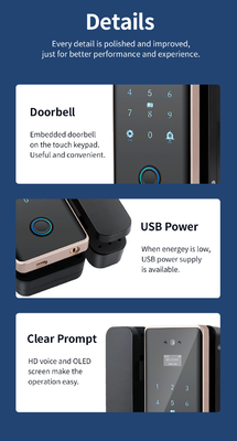 Glomarket Wifi Tuya App Control remoto Smart Impresión digital Puerta de cristal Bloqueo de tarjeta Contraseña Desbloqueo facial Para empujar Puerta corredera