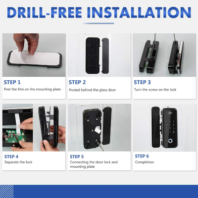 Glomarket Smart Tuya Wifi Cerradura de puertas de vidrio Impresión digital teclado Bloqueo de contraseña Conexión inteligente Desbloqueo remoto