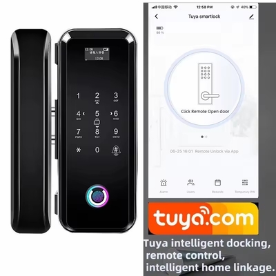 Glomarket Smart Tuya Wifi Cerradura de puertas de vidrio Impresión digital teclado Bloqueo de contraseña Conexión inteligente Desbloqueo remoto