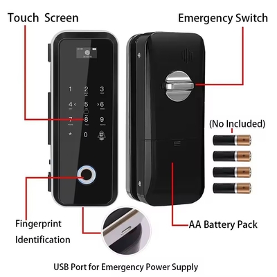 Glomarket Smart Tuya Wifi Cerradura de puertas de vidrio Impresión digital teclado Bloqueo de contraseña Conexión inteligente Desbloqueo remoto