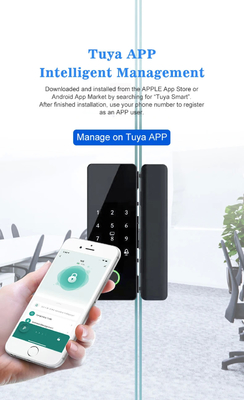 Glomarket Tuya Cerradura inteligente de puerta de vidrio Biométrica de huellas dactilares BLE Cerradura electrónica inteligente para oficina Puerta de vidrio