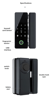Glomarket Tuya Cerradura inteligente de puerta de vidrio Biométrica de huellas dactilares BLE Cerradura electrónica inteligente para oficina Puerta de vidrio