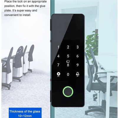 Glomarket Tuya Cerradura inteligente de puerta de vidrio Biométrica de huellas dactilares BLE Cerradura electrónica inteligente para oficina Puerta de vidrio