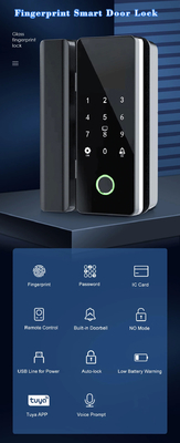 Glomarket Tuya Cerradura inteligente de puerta de vidrio Biométrica de huellas dactilares BLE Cerradura electrónica inteligente para oficina Puerta de vidrio