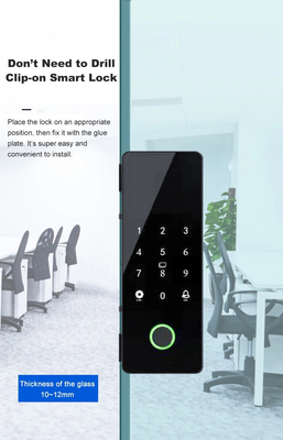 Glomarket Tuya Cerradura inteligente de puerta de vidrio Biométrica de huellas dactilares BLE Cerradura electrónica inteligente para oficina Puerta de vidrio