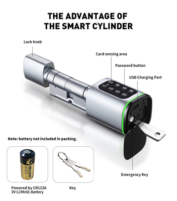 Glomarket Tuya Ttlock Smart Digital Cerradura de puertas sin llave Combinación de cilindros de llave de puerta contraseña y tarjeta Cerradura electrónica cilindros de llave inteligente