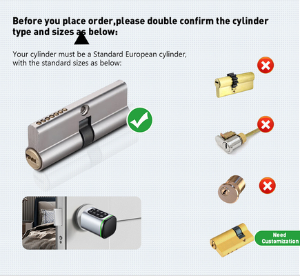 Glomarket Tuya Ttlock Smart Digital Cerradura de puertas sin llave Combinación de cilindros de llave de puerta contraseña y tarjeta Cerradura electrónica cilindros de llave inteligente
