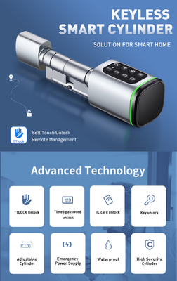 Glomarket Tuya Ttlock Smart Digital Cerradura de puertas sin llave Combinación de cilindros de llave de puerta contraseña y tarjeta Cerradura electrónica cilindros de llave inteligente