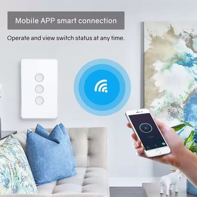 Glomarket Tuya Zigbee/wifi EU Vidrio templado Concavo Botón táctil Conmutador de luz 1/2/3/4 Gang Wifi Conmutador de pared Trabaja con Google Alexa