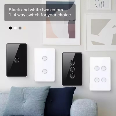 Tuya US Wifi /Zigbee Vidrio templado concave Botón táctil conmutador de luz 1/2/3/4 Gang Wifi Switch de pared