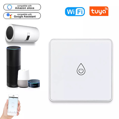 Glomarket Tuya Smart Glass Touch Button Wifi Smart Boiler Switch Alexa Control por voz con el interruptor de calentador de agua estándar de la UE
