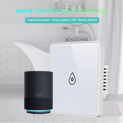 Glomarket Tuya Smart Glass Touch Button Wifi Smart Boiler Switch Alexa Control por voz con el interruptor de calentador de agua estándar de la UE
