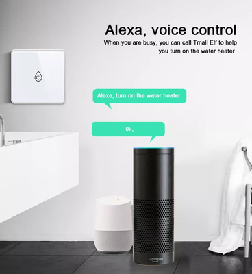 Glomarket Tuya Smart Glass Touch Button Wifi Smart Boiler Switch Alexa Control por voz con el interruptor de calentador de agua estándar de la UE