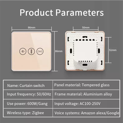 Interruptor de cortina inteligente Wi-Fi/Zigbee Control de voz Asistente de Google Interruptor de pantalla táctil estándar de la UE APP Interruptor de puerta de garaje