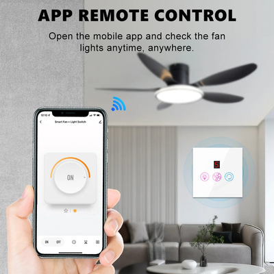 Glomarket Tuya Wifi Fan Light Switch Toque 3 en 1 Switch 5 ajuste de velocidad Switch de ventilador de techo para Alexa Google Home