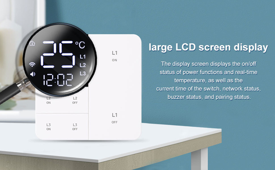 Glomarket Tuya Wifi Smart Wall Light Switch 1/2/3 Gang Support Control de voz / aplicación / toque con pantalla de visualización de temperatura