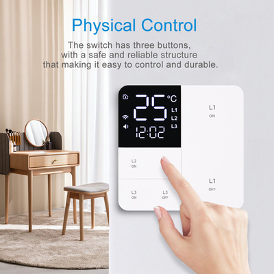 Glomarket Tuya Wifi Smart Wall Light Switch 1/2/3 Gang Support Control de voz / aplicación / toque con pantalla de visualización de temperatura