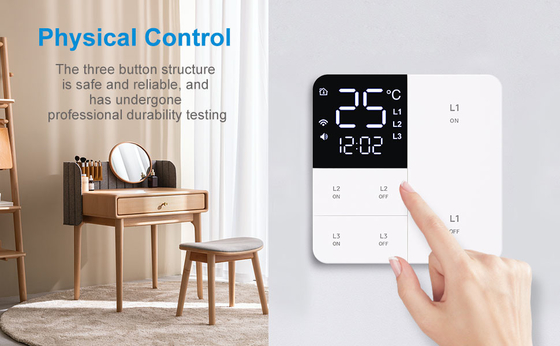 Glomarket Tuya Wifi Smart Wall Light Switch 1/2/3 Gang Support Control de voz / aplicación / toque con pantalla de visualización de temperatura