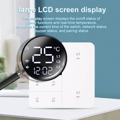 Glomarket Tuya Wifi Smart Wall Light Switch 1/2/3 Gang Support Control de voz / aplicación / toque con pantalla de visualización de temperatura