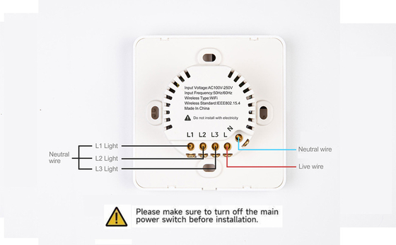 Glomarket Tuya Wifi Smart Wall Light Switch 1/2/3 Gang Support Control de voz / aplicación / toque con pantalla de visualización de temperatura