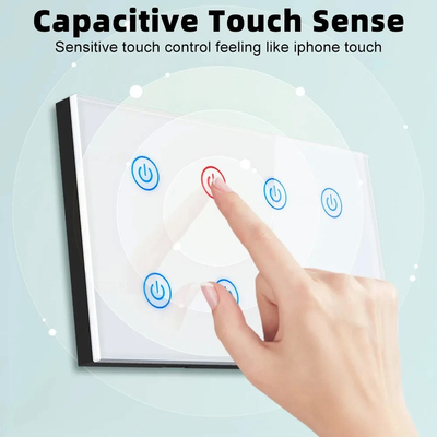 Glomarket Smart Home 8 Gang Switch de pared estándar de EE.UU. Tuya APP de voz de control remoto de pared inalámbrica toque de luz