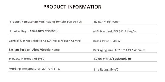 Glomarket Tuya Smart Touch Switch de pared panel de vidrio luz eléctrica y ventilador conmutador vida inteligente control de voz Alexa
