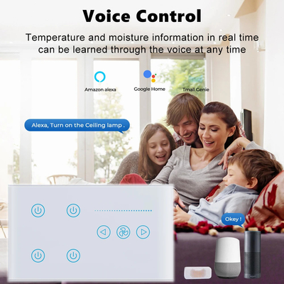 Glomarket Tuya Smart Touch Switch de pared panel de vidrio luz eléctrica y ventilador conmutador vida inteligente control de voz Alexa