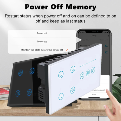 Glomarket Tuya Smart Touch Switch de pared panel de vidrio luz eléctrica y ventilador conmutador vida inteligente control de voz Alexa
