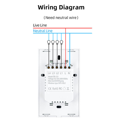 Glomarket Productos de nuevo diseño Tuya Smart Wifi Switch de pared Us Panel táctil de vidrio estándar Aplicación de soporte de interruptor de luz Control remoto