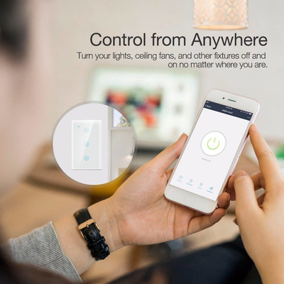 Glomarket Productos de nuevo diseño Tuya Smart Wifi Switch de pared Us Panel táctil de vidrio estándar Aplicación de soporte de interruptor de luz Control remoto