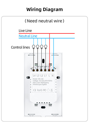 Glomarket Productos de nuevo diseño Tuya Smart Wifi Switch de pared Us Panel táctil de vidrio estándar Aplicación de soporte de interruptor de luz Control remoto