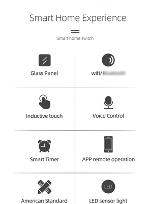 Glomarket Productos de nuevo diseño Tuya Smart Wifi Switch de pared Us Panel táctil de vidrio estándar Aplicación de soporte de interruptor de luz Control remoto