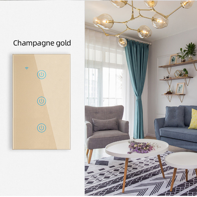Glomarket Productos de nuevo diseño Tuya Smart Wifi Switch de pared Us Panel táctil de vidrio estándar Aplicación de soporte de interruptor de luz Control remoto