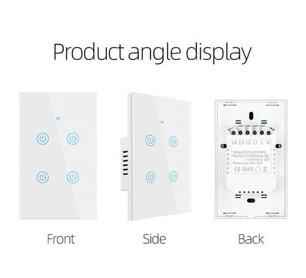 Glomarket Productos de nuevo diseño Tuya Smart Wifi Switch de pared Us Panel táctil de vidrio estándar Aplicación de soporte de interruptor de luz Control remoto