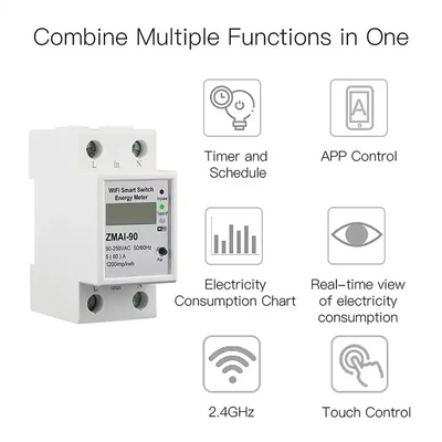 Glomarket Wifi Tuya/Smart Life App Control remoto Protector de circuito inteligente Dispositivo de relé interruptor de interruptor medidor de energía