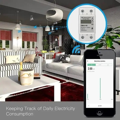 Glomarket Wifi Tuya/Smart Life App Control remoto Protector de circuito inteligente Dispositivo de relé interruptor de interruptor medidor de energía