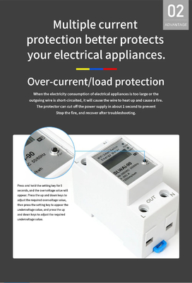 Glomarket Wifi Tuya/Smart Life App Control remoto Protector de circuito inteligente Dispositivo de relé interruptor de interruptor medidor de energía