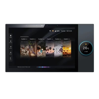 Glomarket Tuya Panel de control central de 10 pulgadas con reproducción de música 2 Gang Relays 2 Dirección altavoces productos para el hogar inteligente multifuncional