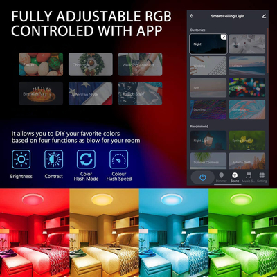 música moderna llevada teledirigida colorida del Rgb de la luz de techo de 24w Tuya Smart
