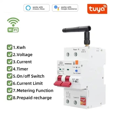 Glomarket Interruptor de circuito Wifi Smart Switch Tuya Smart 1p 2p 3p 4p Sistema de hogar inteligente Circuito eléctrico 4P MCB Interruptor inteligente