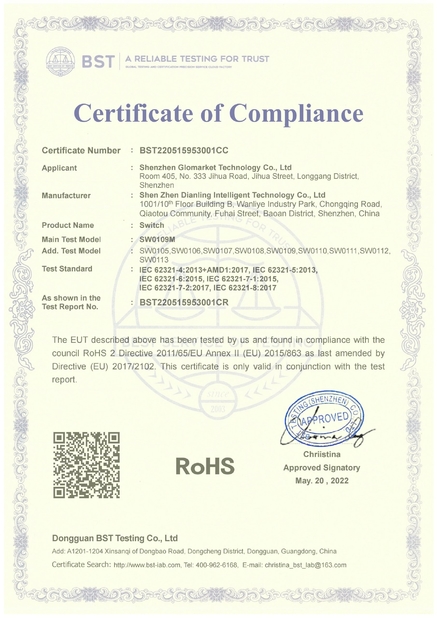 China Shenzhen Glomarket Technology Co., Ltd Certificaciones
